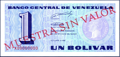 Billete Muestra Sin Valor 1 Bolívar X8 Octubre 5 1989