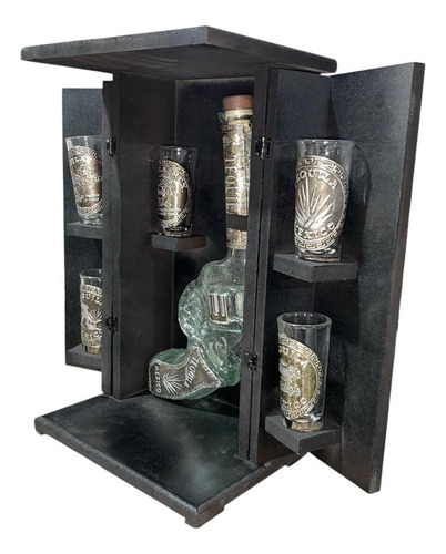 Pistola Licorera 400ml Con 5 Tequileros 60ml Con Madera Agua