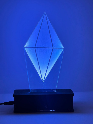 Luminária Led 3d, The Sims, 16 Cores+controle Cúpula 16 Cores Estrutura Preto