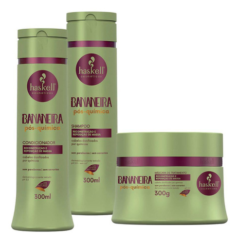 Kit Bananeira Pós-química Haskell Homecare 3 Itens (300ml/g)