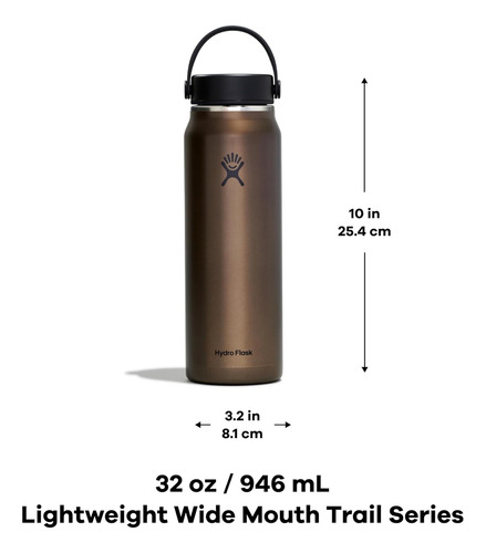 Hydro Flask 32 Oz Tapa Flexible Ancha Y Liviana Obsidiana