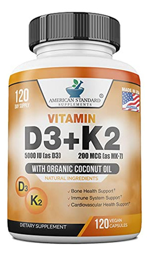 Vitamina D3 K2 (mk-7), Vitamina D3 (5000iu) + K2 (mk-7) 200m