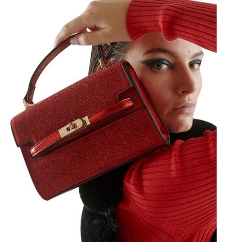 Bolsa Chica Roja Vi Line Bw70 Cuadrada Para Mujer Accesorio Color Rojo