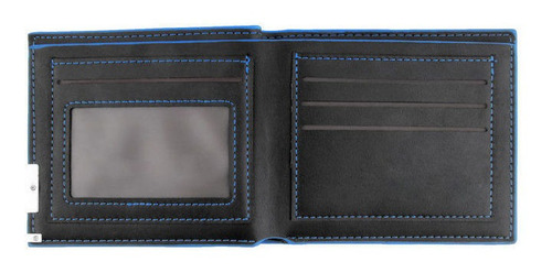 Carteira Masculina Couro Com Bifold Pidengbao Borda Azul