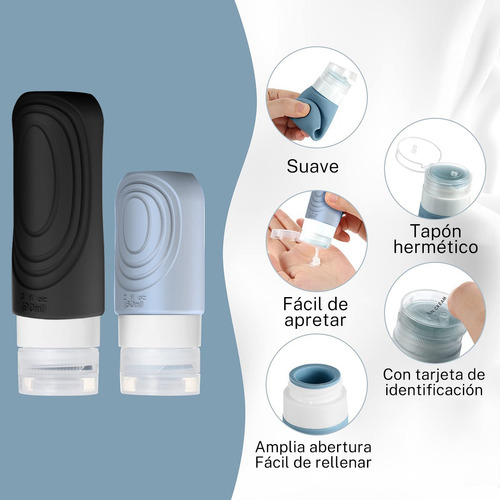 17 Botellas De Kit De Viaje Portátiles Contenedores Silicona