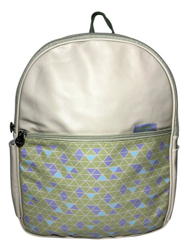 Bolsa Mochila Maternidade Multiuso Mamãe E Bebê - Bege E Verde - Natura