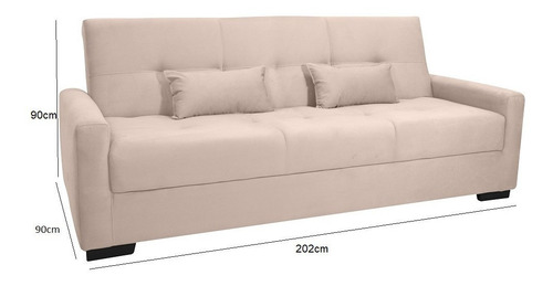 Sofá Cama 3 Lugares 209cm Lavinia Matrix Cor Suede Bege