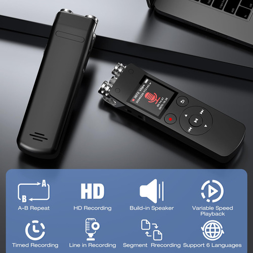 Gravador De Voz Riitetown 128gb Com Reprodução 3072kbps