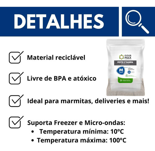 Pote Descartável Marmita Freezer Microondas 500ml 120un