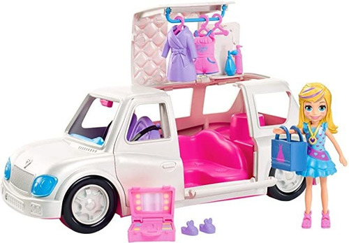 Limusina De Lujo Con Muñeca Polly De 3 Pulgadas, 3 Perchas,