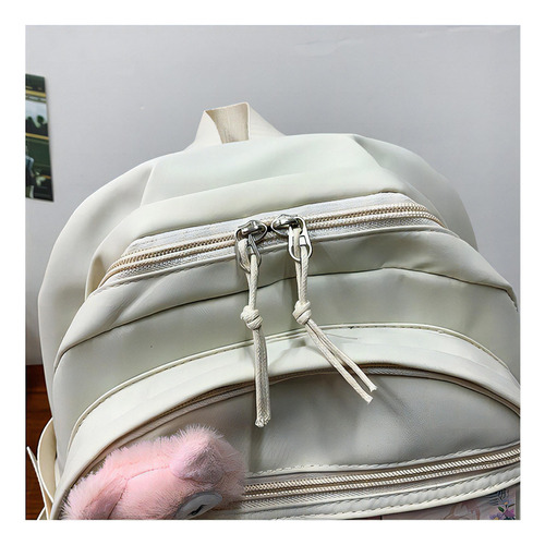 Mochila De Moda Estilo Coreano Gráfico Personalizado Kuromi Color Azul Diseño De La Tela Rayado