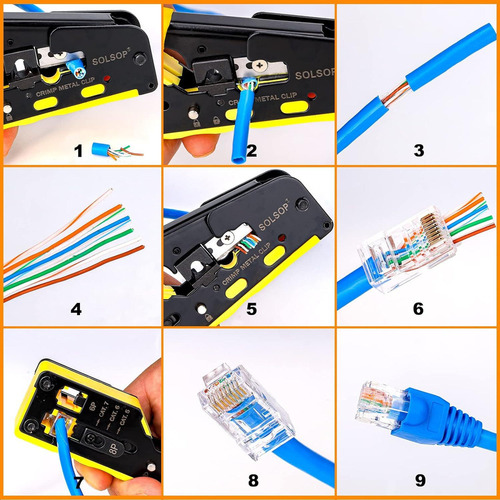 Kit De Herramientas De Crimpado Rj45 Pass Through Cat5e Cat6