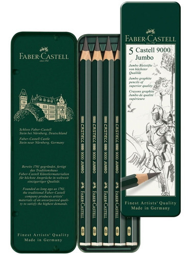 Estojo Lápis Graduado Faber Castell Jumbo Hb 2b 4b 6b 8b