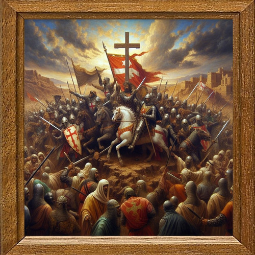 Cuadro Arte Digital Batalla Caballeros Cruzados V3 50x50
