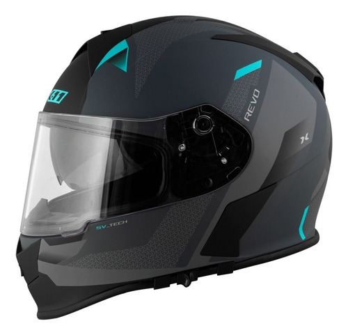 Capacete para moto X11 Capacete  Revo Vision SV  cinza e azul fosco tamanho 60 