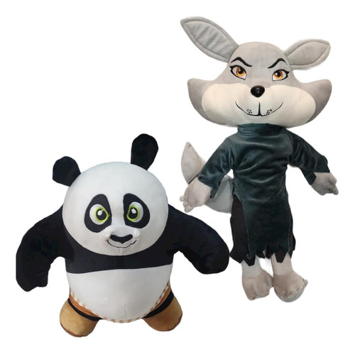 Pack 2 Peluche De Kung Fu Panda 4 Zorra Zhen Y Panda Po 50cm