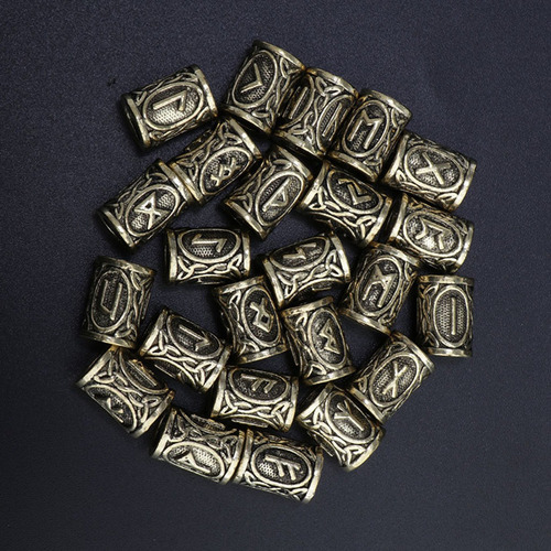 48x Cuentas De Runas Vikingas Barba Para El Cabello Pulseras