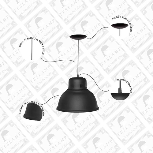 Pack X2 Lampara Colgante Galponera Industrial Chapa Ø30 Cm