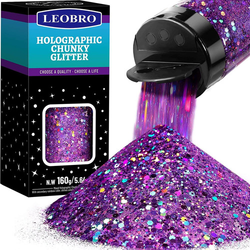 Glitter (purpurina) Gruesa Holografica  Violeta 160g