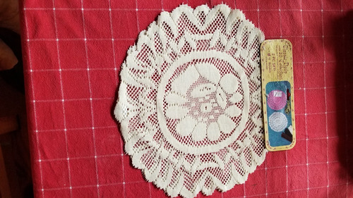 Juego De 2 Carpetas Al Crochet Blanco Oval 100% Poliester