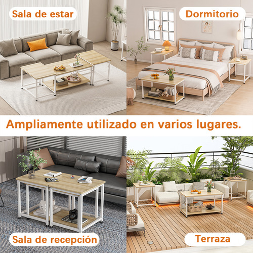 Mesa De Centro 2 Estantes Minimalista Mesa Lateral De Metal
