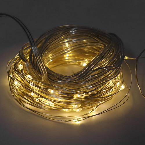 Cadena Led De 10 M/32,8 Pies, 100 Led, Cable De Cobre Solar