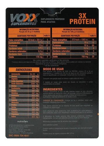 Whey Protein 3x Voxx Sabor Napolitano 900g