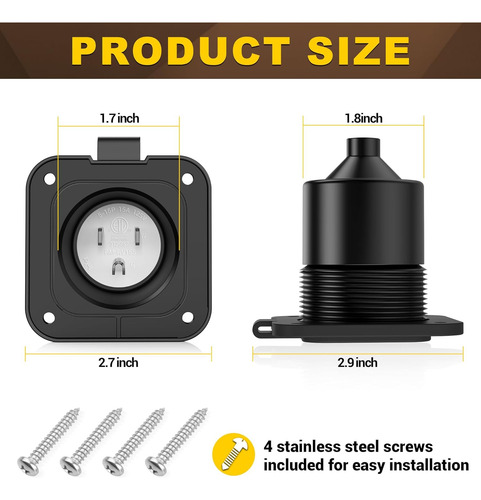 15 Amp 125v Ac Port Plug With Integrated 18 Extension ...