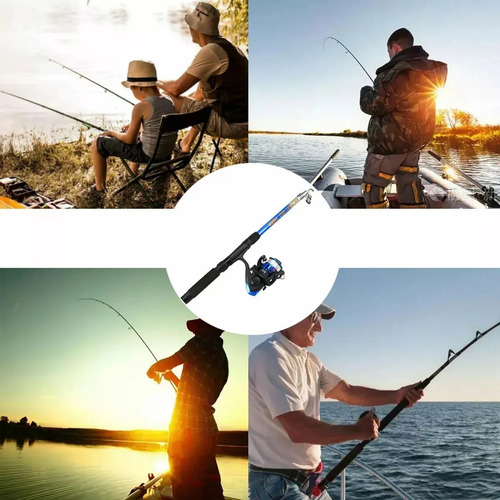 Caña De Pescar Y Carrete Combo Full Kit Telescópica Pesca