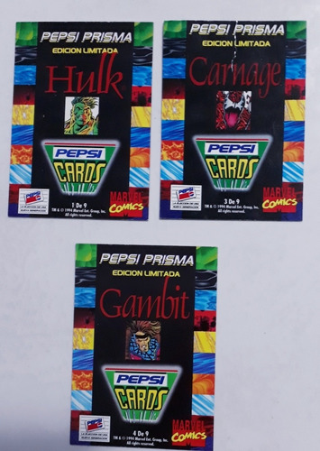3 Tarjetas Pepsi Carts Prisma Ediccion Limitada Ns. 1. 3 Y 4 (Usado)
