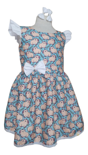 Capibara Kawaii Vestido Niña Disfraz De Amores Azul Petróleo 8