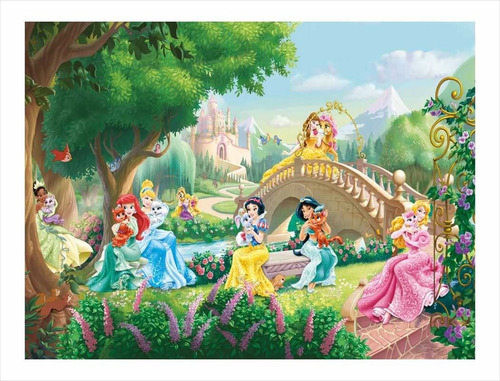 Imagem 1 de 10 de Papel De Parede Auto Colante Adesivo Princesas Barbie 3m²
