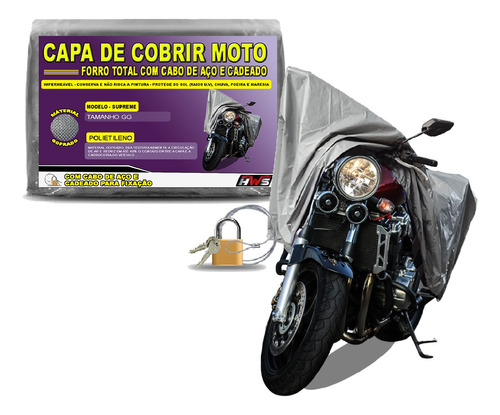 Capa Para Moto Grande Impermeável Marca Hws Forro E Cadeado