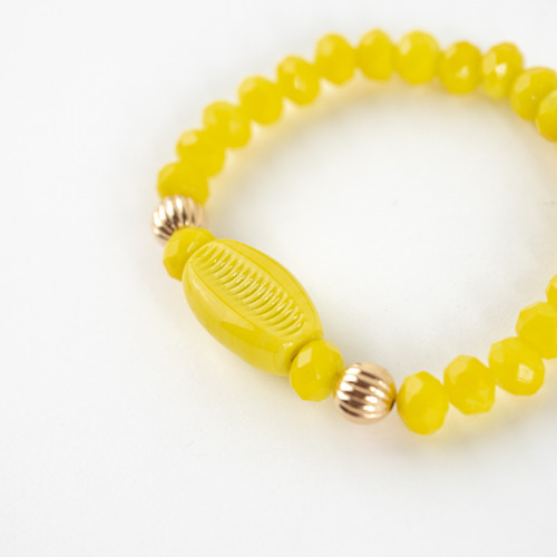 Pulseira Oxum Cristal 8mm Com Firma Búzios Amarelo