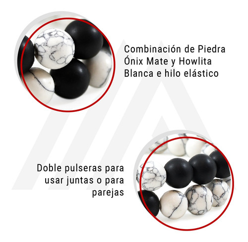 Imagen 6 de 10 de Pulseras Para Parejas Piedras Naturales Ónix