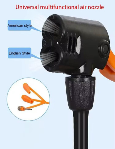 Inflador De Pie Manometro 2 Valvulas Bici Moto Pelota Picos