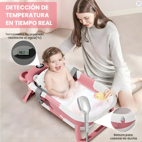 Bañera Portátil Para Bebés Con Sensor De Temperatura