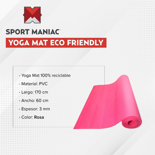 Imagen 2 de 3 de Yoga Mat Eco Friendly 3 Mm. De 1,70 X 0,60 Mts Sport Maniac