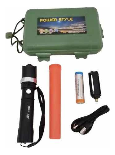 Kit Linterna Led Metálica Recargable Zoom Resistente Al Agua