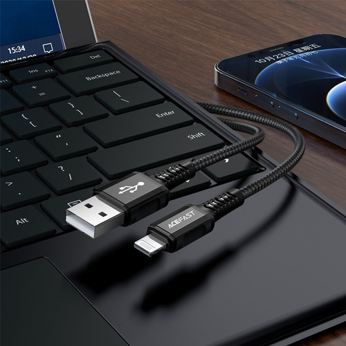 Cable Acefast Usb-a A Lightning (1,2mt) Color Negro