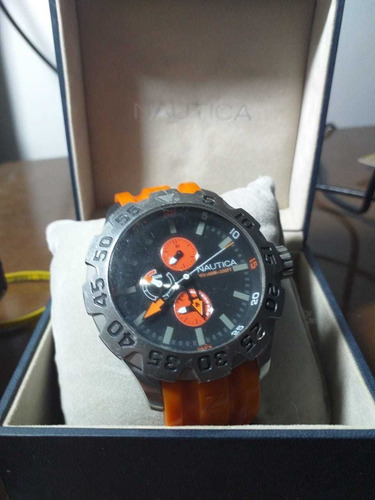 Relógio Náutica Usado Original N15566g Pulseira Laranja