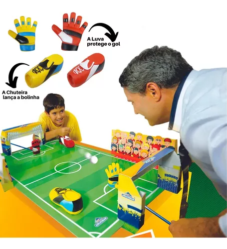 Jogo Futebol De Mesa Divertido Infantil 2 Chuteira E 2 Luva