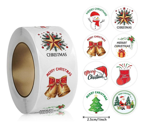 4 Rollo De 500 Pegatinas Navideñas Para Hacer Estilo B