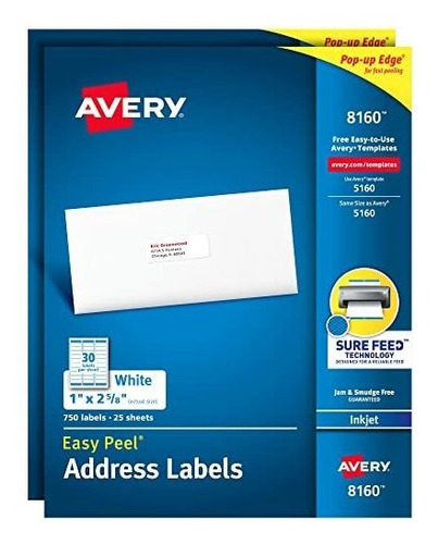 Avery 8160 - Etiquetas De Dirección Fáciles De Despegar Para