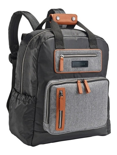 Bolso Mochila Maternal Jj Cole Papago Negro/gris Herringbone