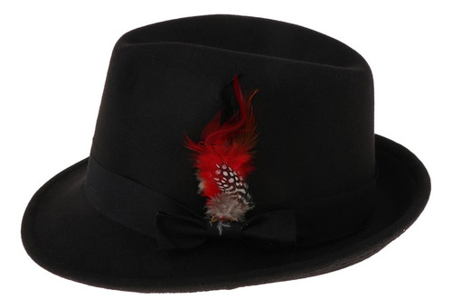 Elegante Sombrero Fedora Con Decoración De Plumas En Forma D