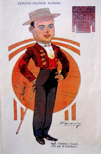 Recorte De Revista Caricatura Torero Corchaito 1910 Toros