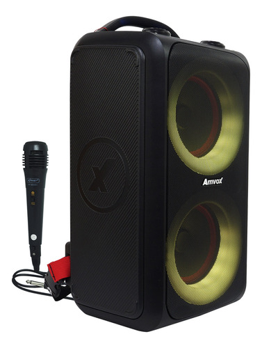 Caixa Som Bluetooth Amplificada 600w Preta + 1 Microfone