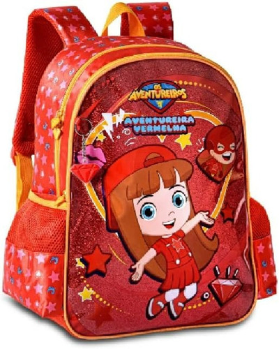 Mochila De Costas Os Aventureiros Aventureira Vermelha Cor Vermelho
