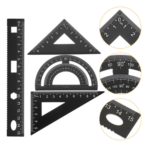 Juego De 4 Reglas De Metal Para Bricolaje Con Transportador